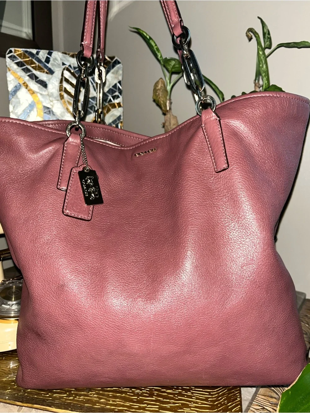 Coach Leather Tote in Dusty Rose
